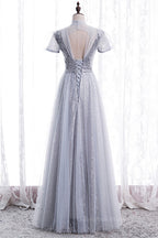 Homecomming Dress Black, A-line Illusion High Neck Beaded-Embroidery Maxi Formal Dress with Bow