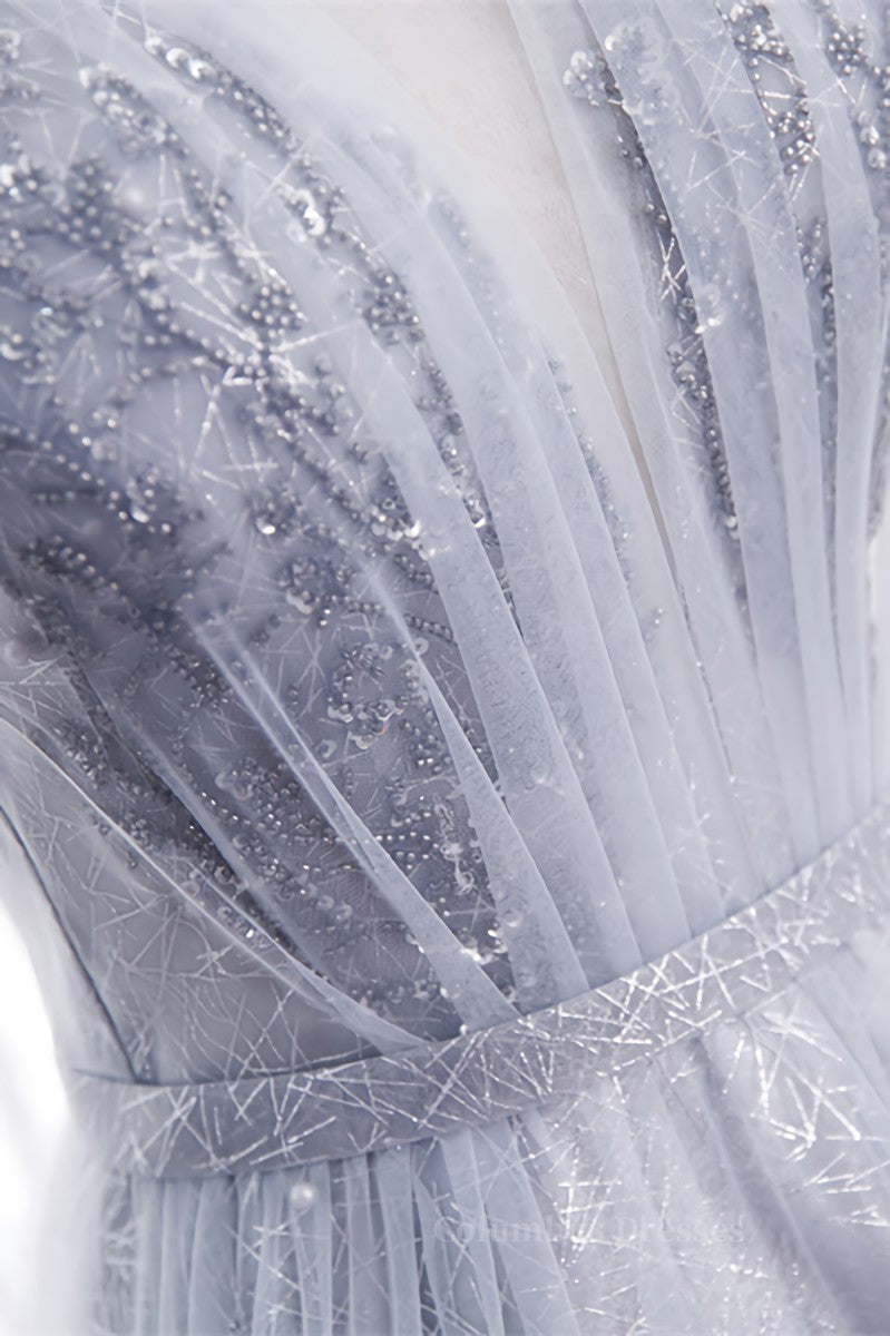 Homecoming Dress Black, A-line Illusion High Neck Beaded-Embroidery Maxi Formal Dress with Bow