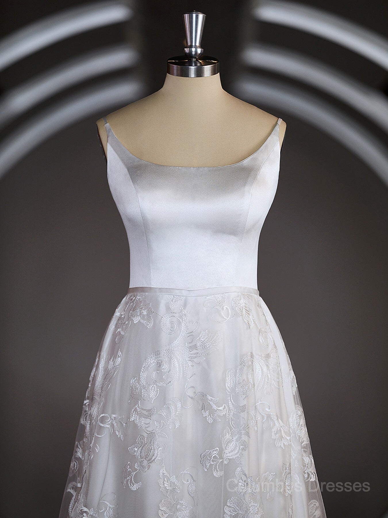A-Line/Princess Square Cathedral Train Lace Wedding Dresses with Appliques Lace Secondary image