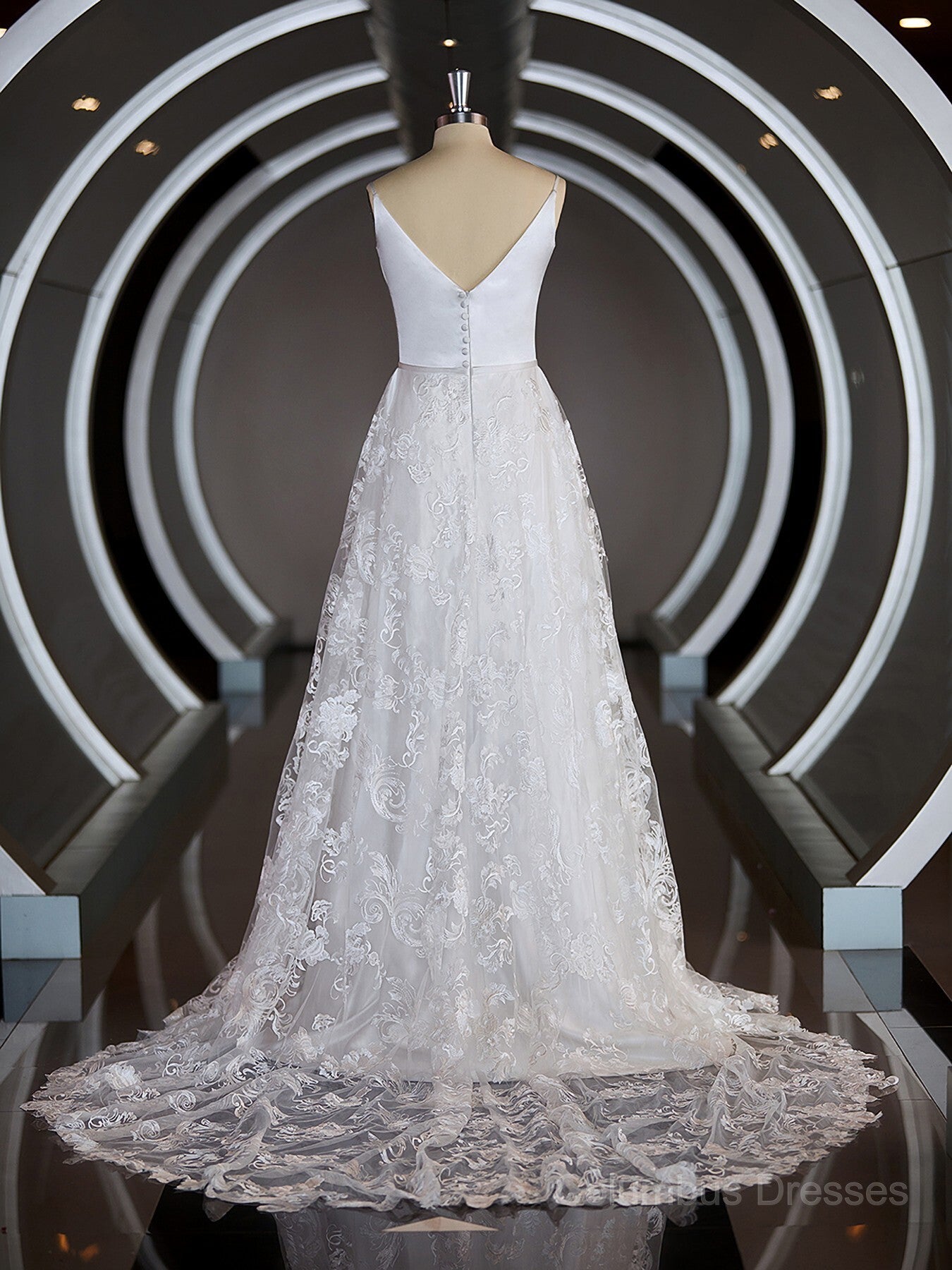 Wedding Dresses Elegant Classy, A-Line/Princess Square Cathedral Train Lace Wedding Dresses with Appliques Lace