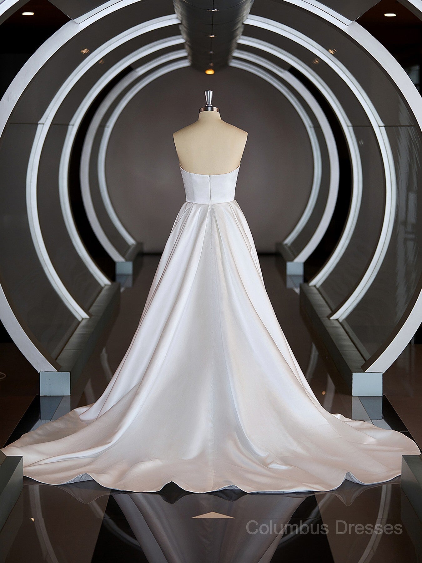 Wedding Dresses Princesses, A-Line/Princess Sweetheart Chapel Train Satin Wedding Dresses with Ruffles