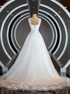 Weddings Dresses Bridesmaid, A-Line/Princess Sweetheart Sweep Train Lace Wedding Dresses with Appliques Lace