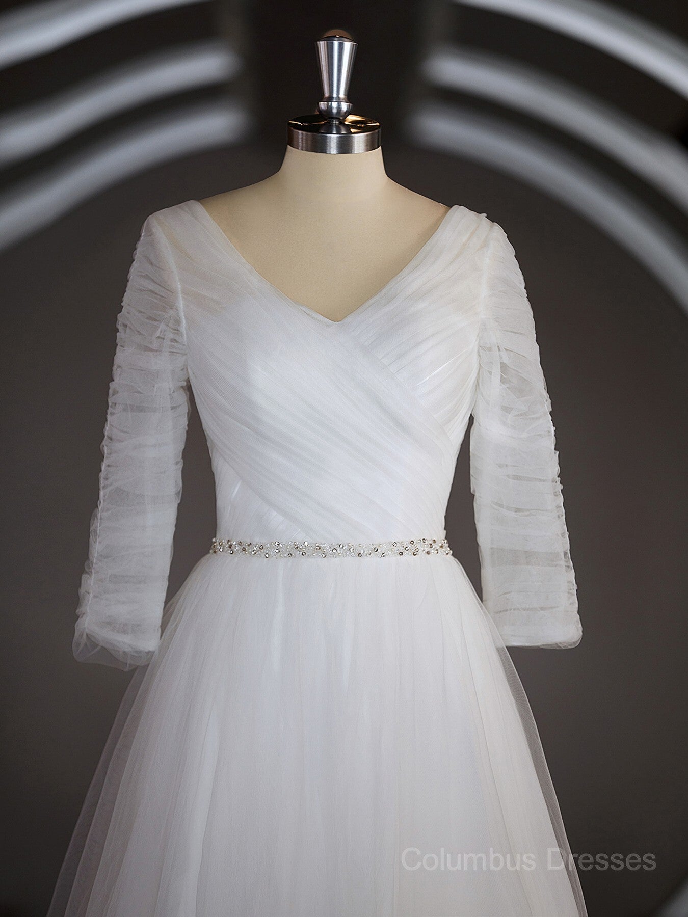 A-Line/Princess Sweetheart Sweep Train Tulle Wedding Dresses with Ruffles Secondary image