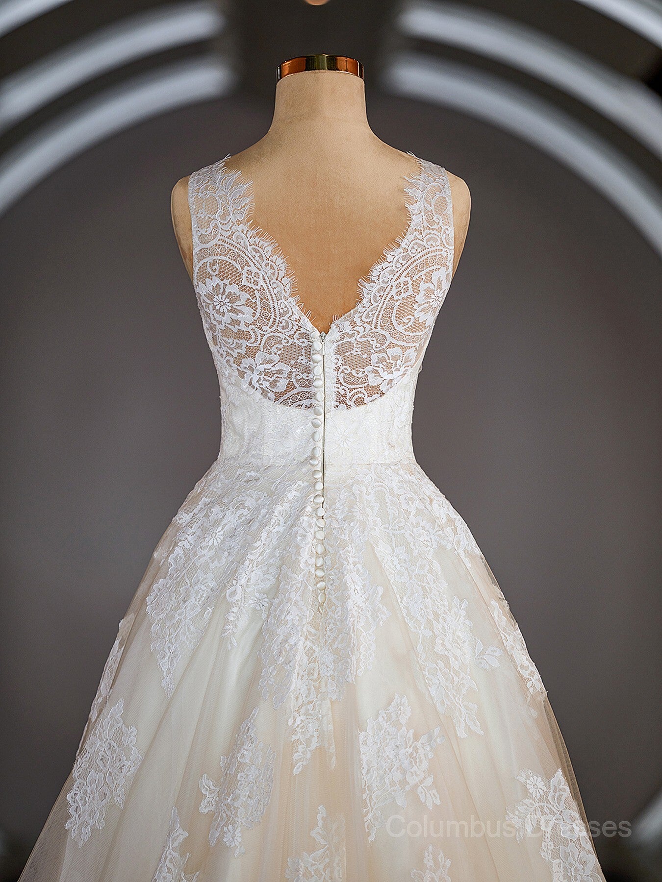 Wedding Dress Sleeve Lace, A-Line/Princess V-neck Sweep Train Tulle Wedding Dresses with Appliques Lace
