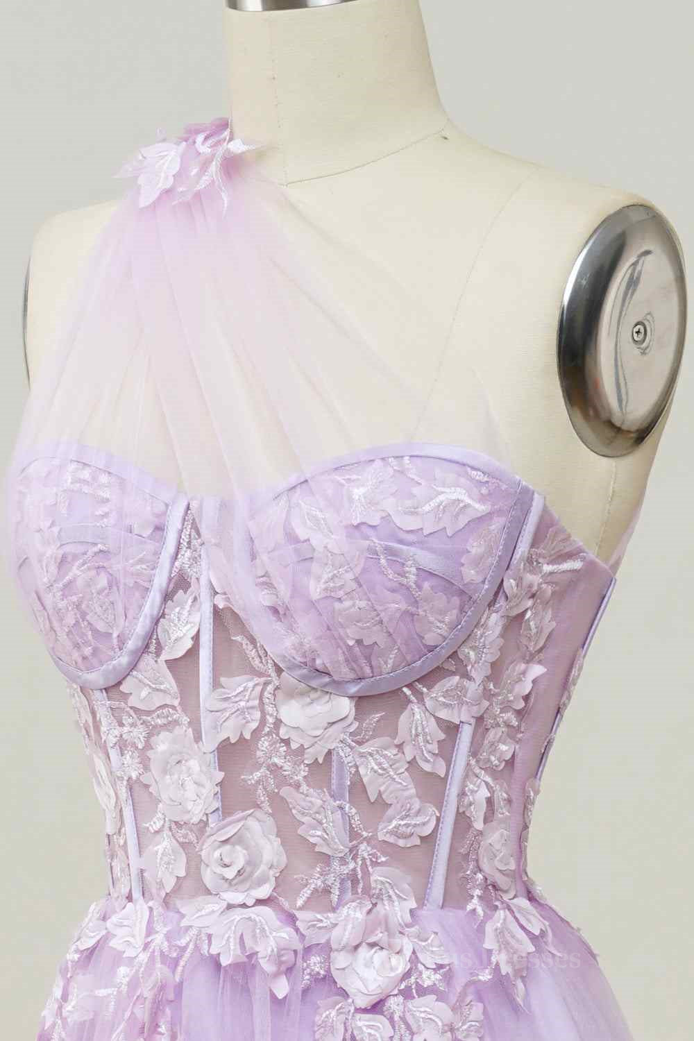 Bridesmaid Dress Mismatched, A-line Strapless Tulle Applique Long Prom Dress