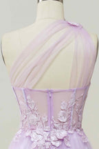 Bridesmaid Dresses Mismatching, A-line Strapless Tulle Applique Long Prom Dress