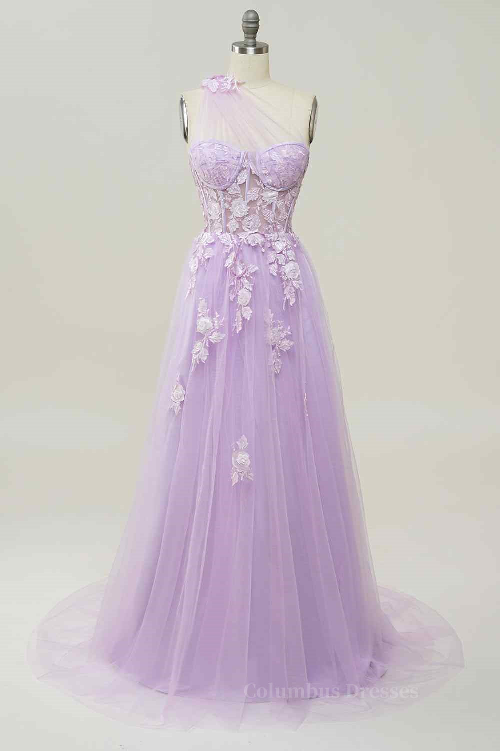 Bridesmaid Dresses Color Palette, A-line Strapless Tulle Applique Long Prom Dress
