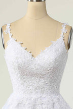 Spring Wedding, A-line V Neck Lace-Up Applique Mini Homecoming Dress