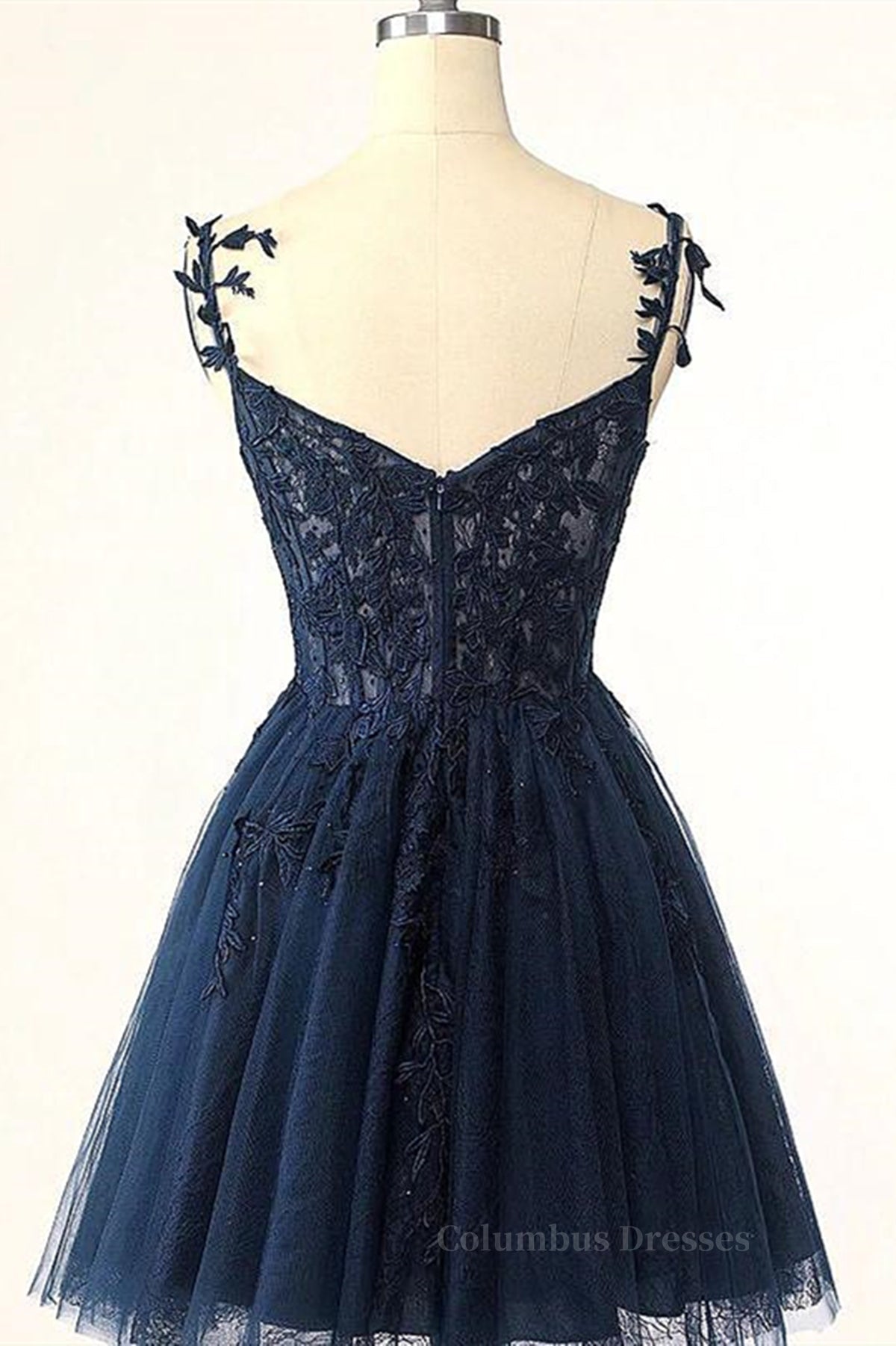 A Line V Neck Short Royal Blue Pink Green Lace Prom Dresses, Short Royal Blue Pink Green Lace Formal Homecoming Dresses Secondary image