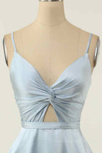 Prom Shoes, A-line V Neck Twist Knot Cut-Out Pleated Mini Homecoming Dress