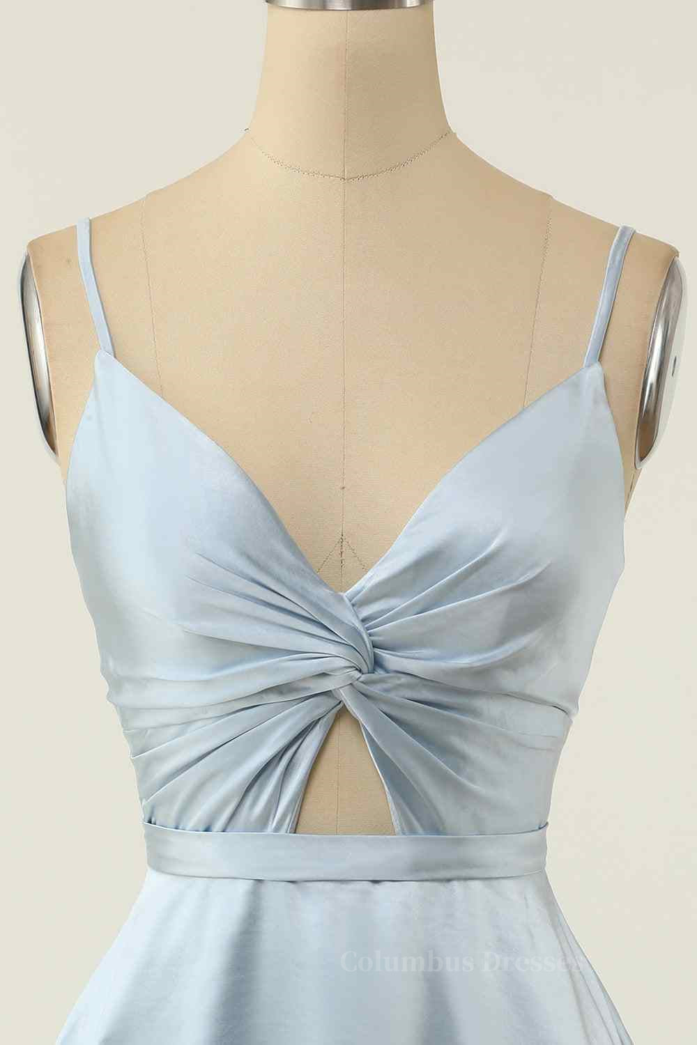 Prom Shoes, A-line V Neck Twist Knot Cut-Out Pleated Mini Homecoming Dress
