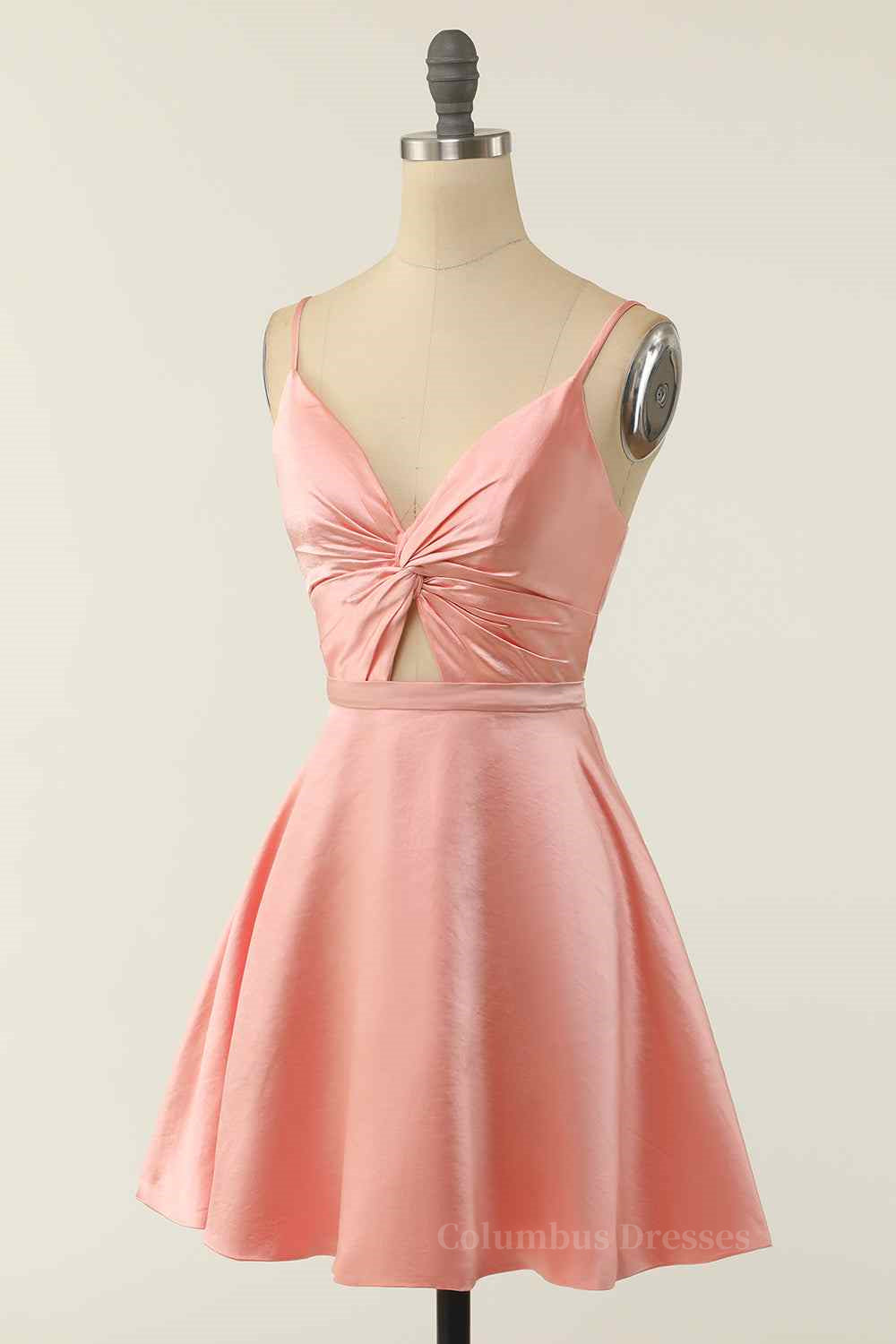A-line V Neck Twist Knot Cut-Out Pleated Mini Homecoming Dress Secondary image