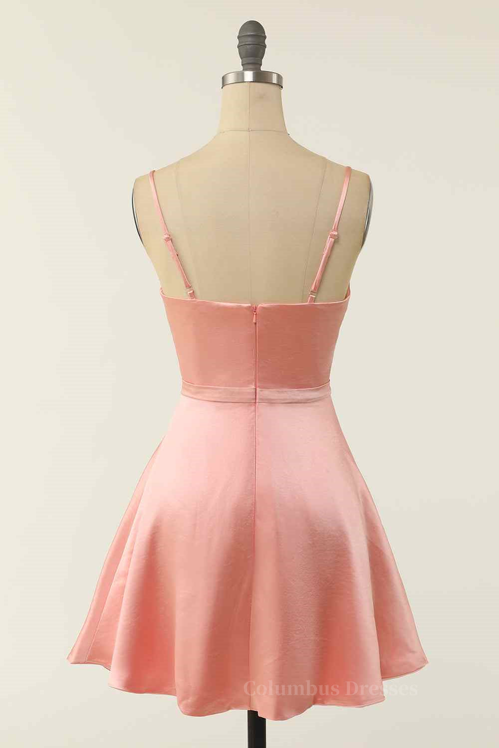 Midi Dress, A-line V Neck Twist Knot Cut-Out Pleated Mini Homecoming Dress Main image