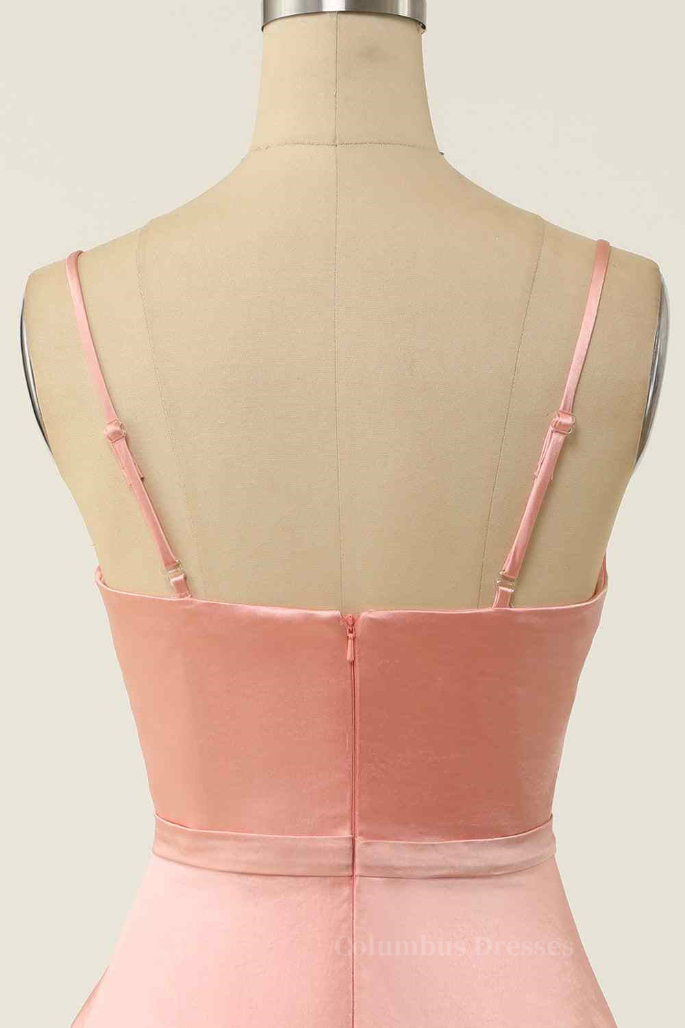 Prom Dress Long, A-line V Neck Twist Knot Cut-Out Pleated Mini Homecoming Dress