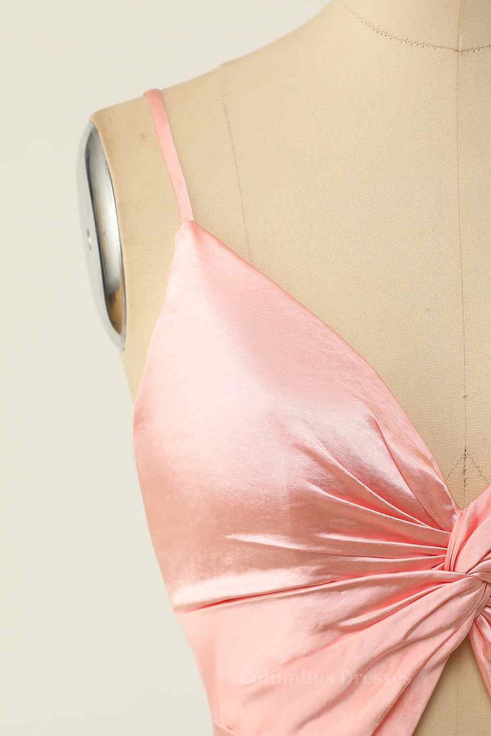 Wedding Shoes Bride, A-line V Neck Twist Knot Cut-Out Pleated Mini Homecoming Dress