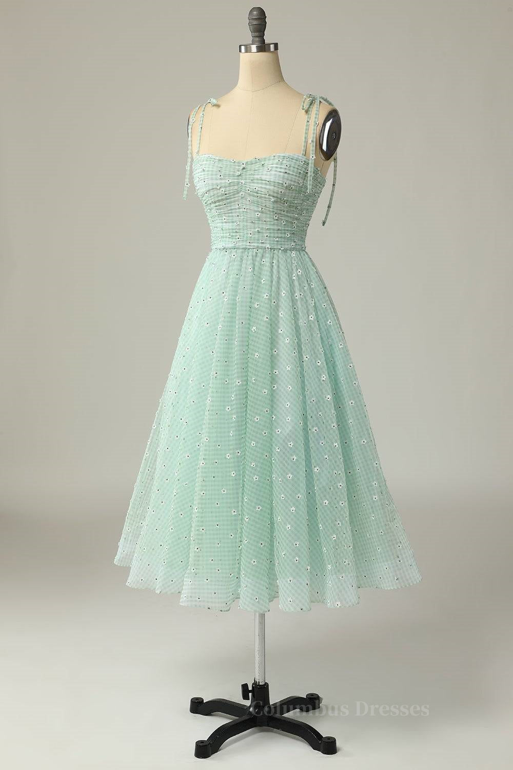 Agave A-line Tie Bow Straps Applique Pleated Mini Homecoming Dress Secondary image