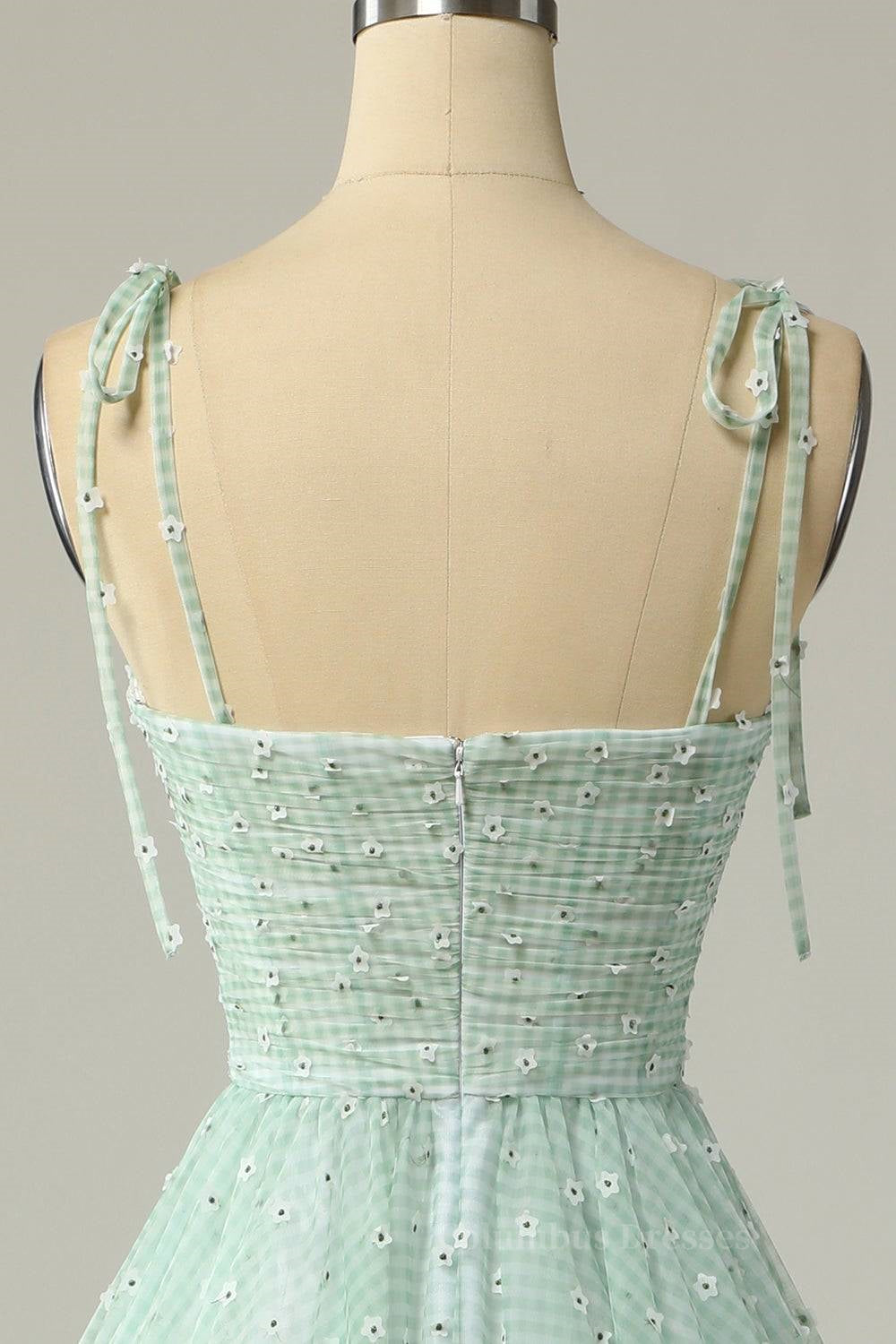 Bridesmaids Dress Blush, Agave A-line Tie Bow Straps Applique Pleated Mini Homecoming Dress