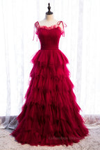 Prom Dress Boutique, Black A-line Bow Tie Shoulder Ruffle-Layers Maxi Formal Dress
