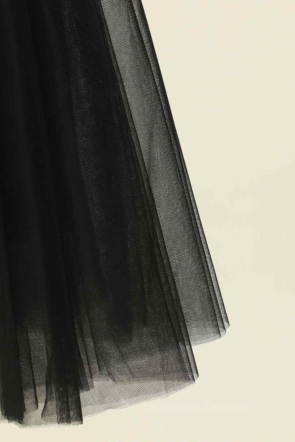 Bridesmaides Dresses Short, Black A-line Strapless Lace Beaded Lace-Up Back Mini Homecoming Dress