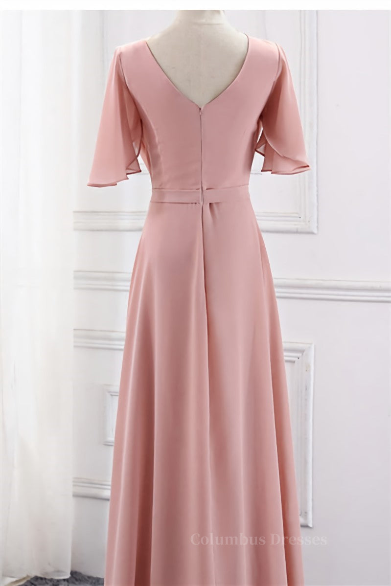 Blush Pink Chiffon Long Mismatch Bridesmaid Dresses Secondary image