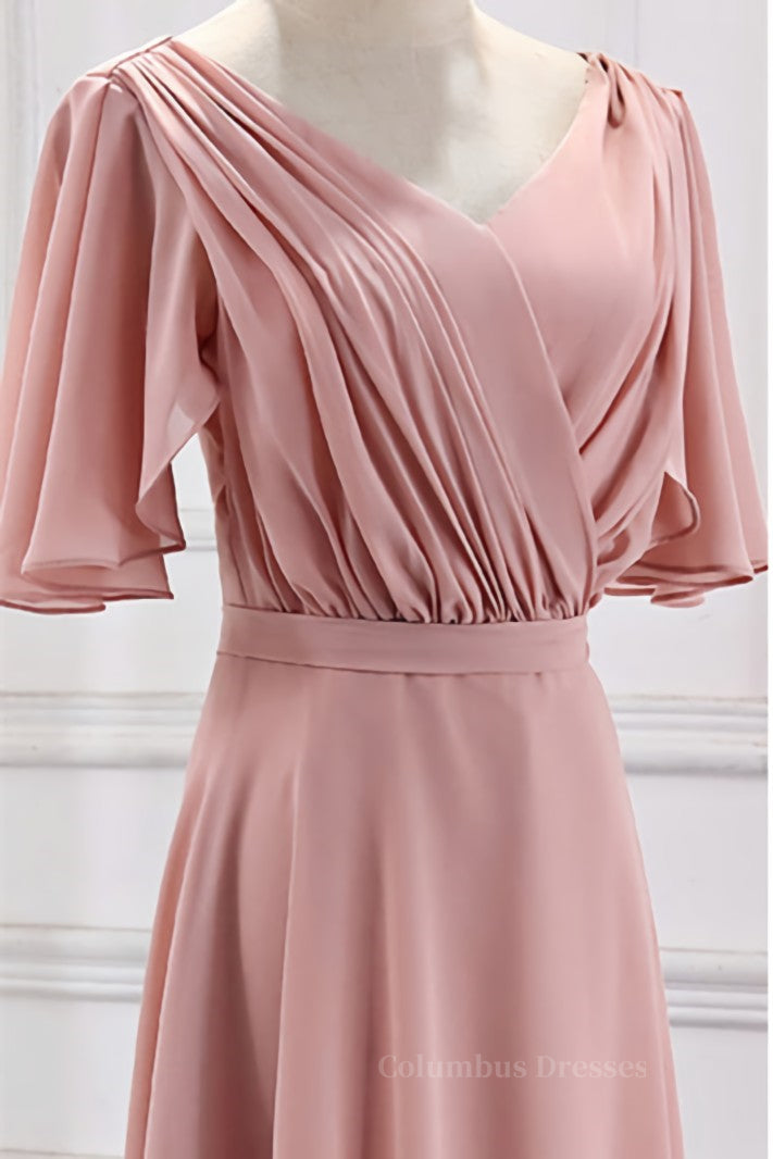 Formal Dress, Blush Pink Chiffon Long Mismatch Bridesmaid Dresses Main image