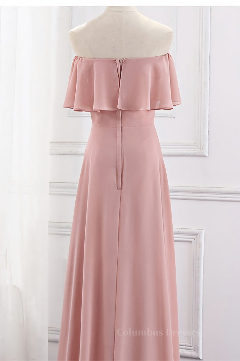 Pink Dress, Blush Pink Chiffon Long Mismatch Bridesmaid Dresses