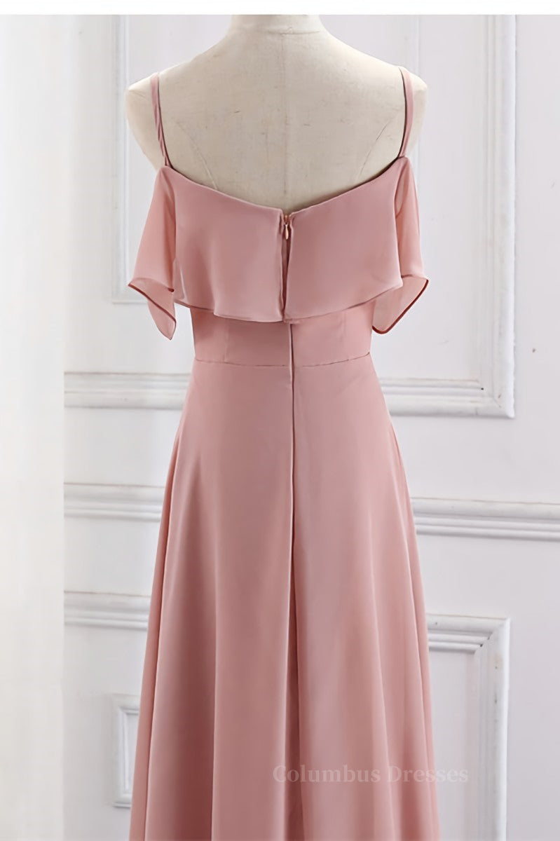 Prom Dresses Brown, Blush Pink Chiffon Long Mismatch Bridesmaid Dresses