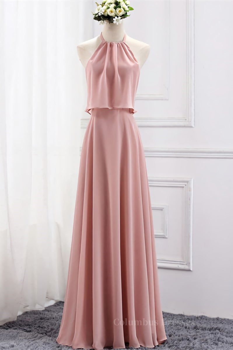 Red Prom Dress, Blush Pink Chiffon Long Mismatch Bridesmaid Dresses