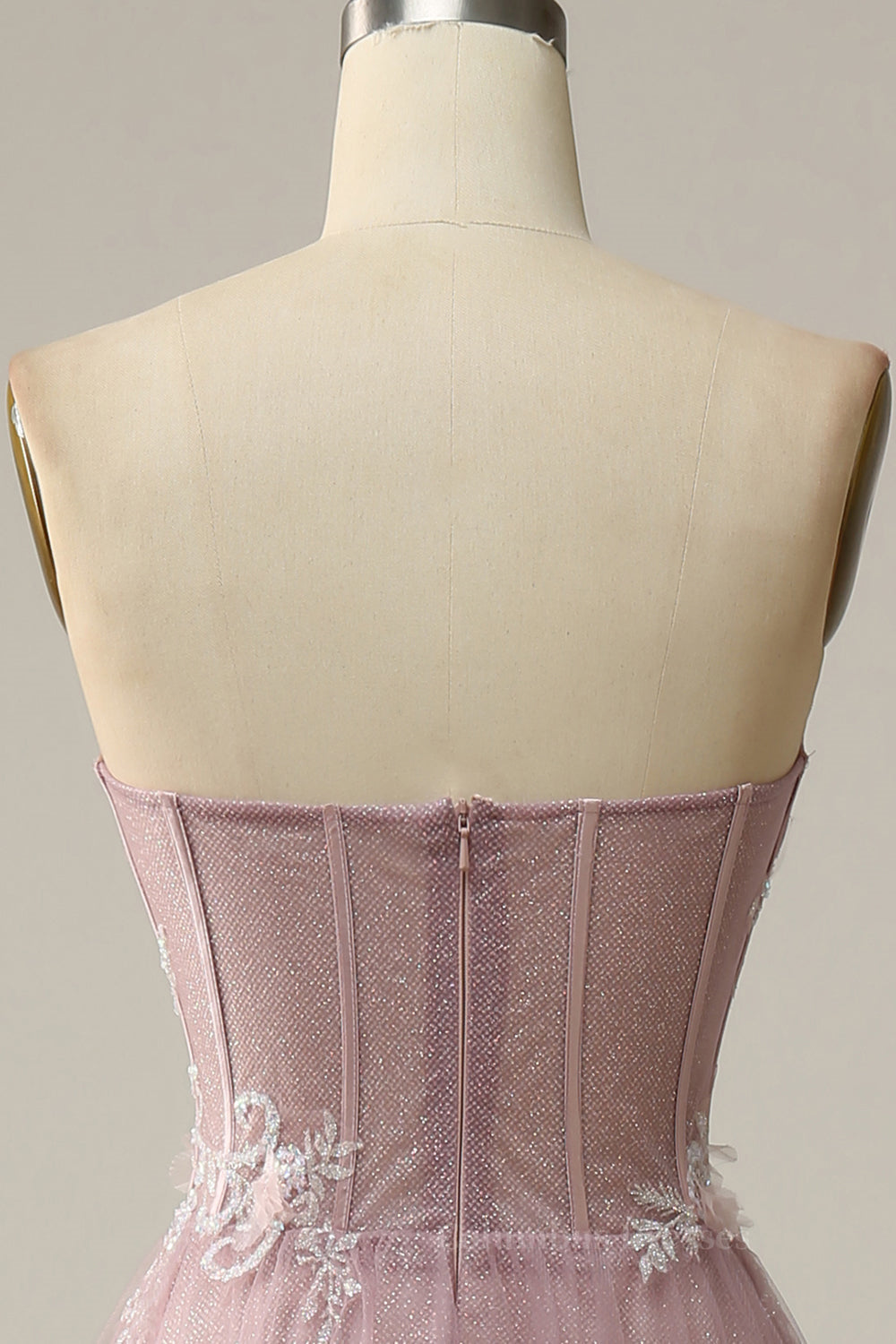 Bridesmaid Dress Blush Pink, Blush Pink Strapless Sweetheart Appliques A-line Long Prom Dress