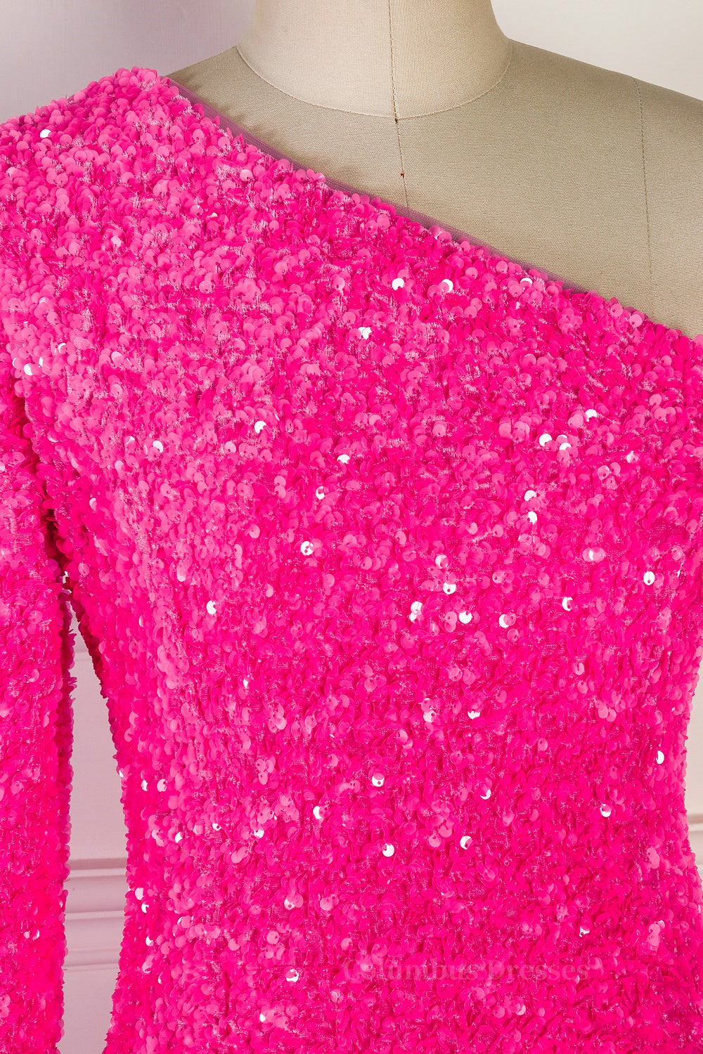 Prom Dresses Black Girl, Bodycon One Shoulder Long Sleeves Sparkly Mini Homecoming Dress