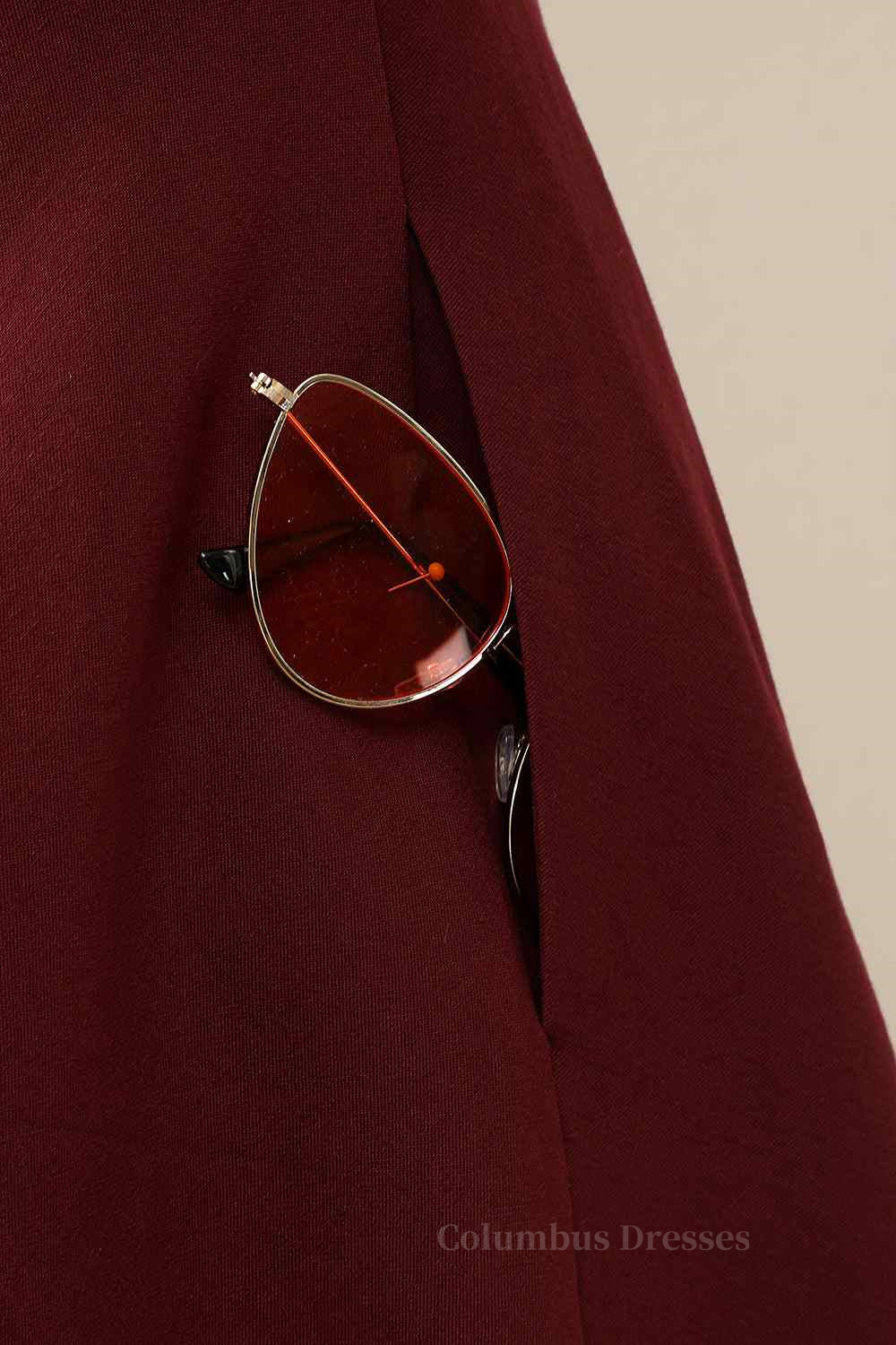 Party Dress Designer, Burgundy A-line Ruffle Straps Satin Mini Homecoming Dress