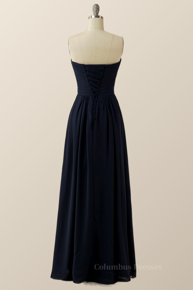 Prom Dress Lace, Burgundy Chiffon Sweetheart A-line Long Dress