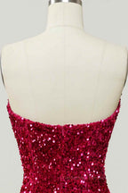 Bridesmaides Dresses Long, Burgundy Mermaid V Neckline Sequins Long Prom Dress