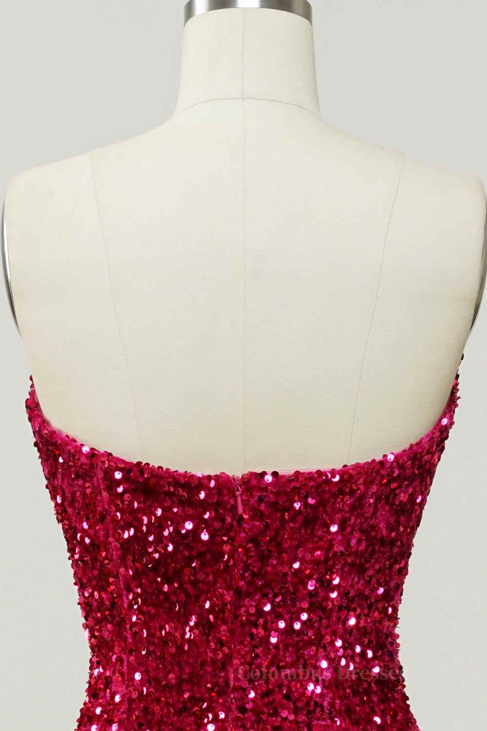 Bridesmaides Dresses Long, Burgundy Mermaid V Neckline Sequins Long Prom Dress