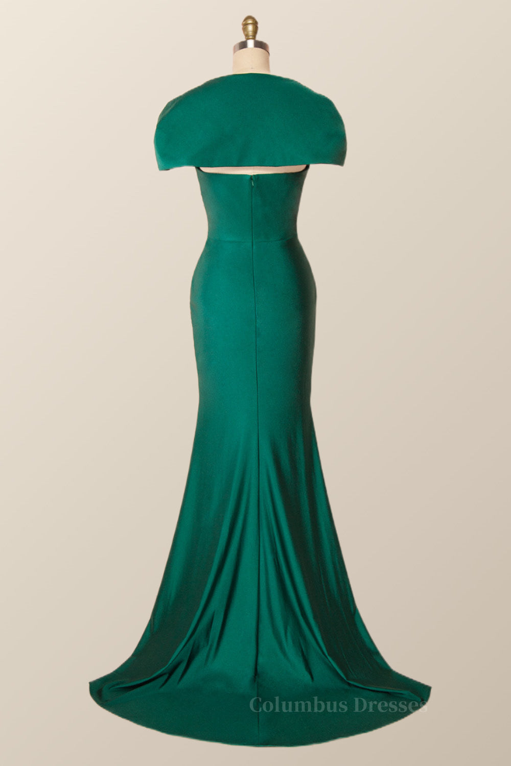 Gown Dress Elegant, Cap Sleeves Green Memaid Long Formal Dress Main image