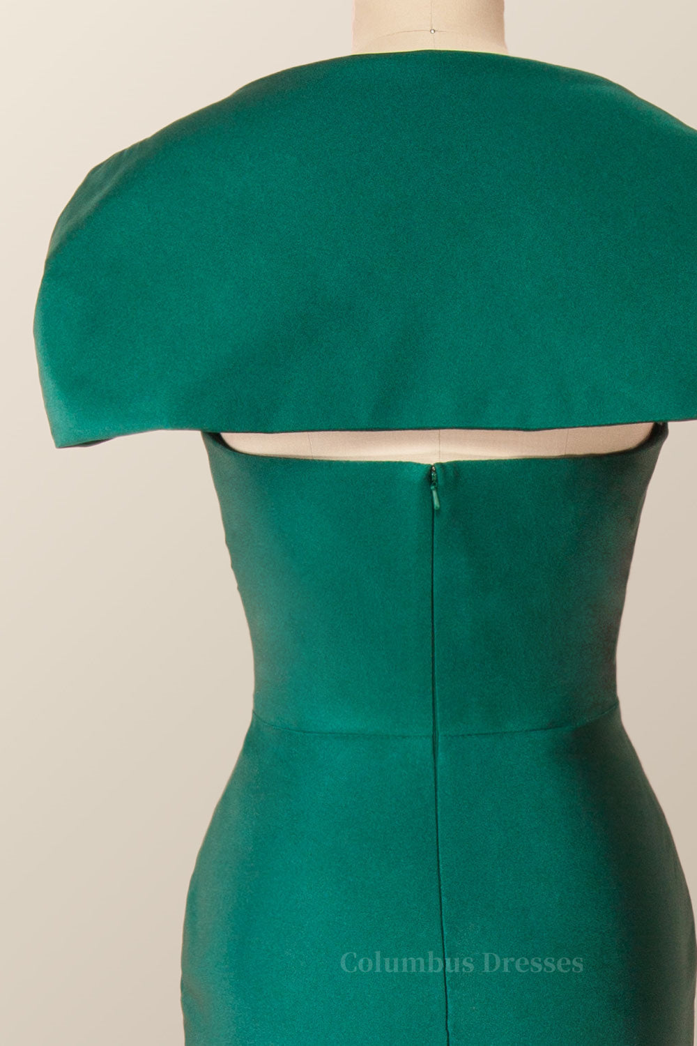 Prom 2061, Cap Sleeves Green Memaid Long Formal Dress