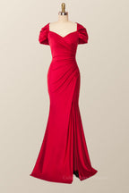Dinner Dress Classy, Cap Sleeves Green Memaid Long Formal Dress