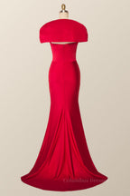 Party Dress Midi With Sleeves, Cap Sleeves Green Memaid Long Formal Dress