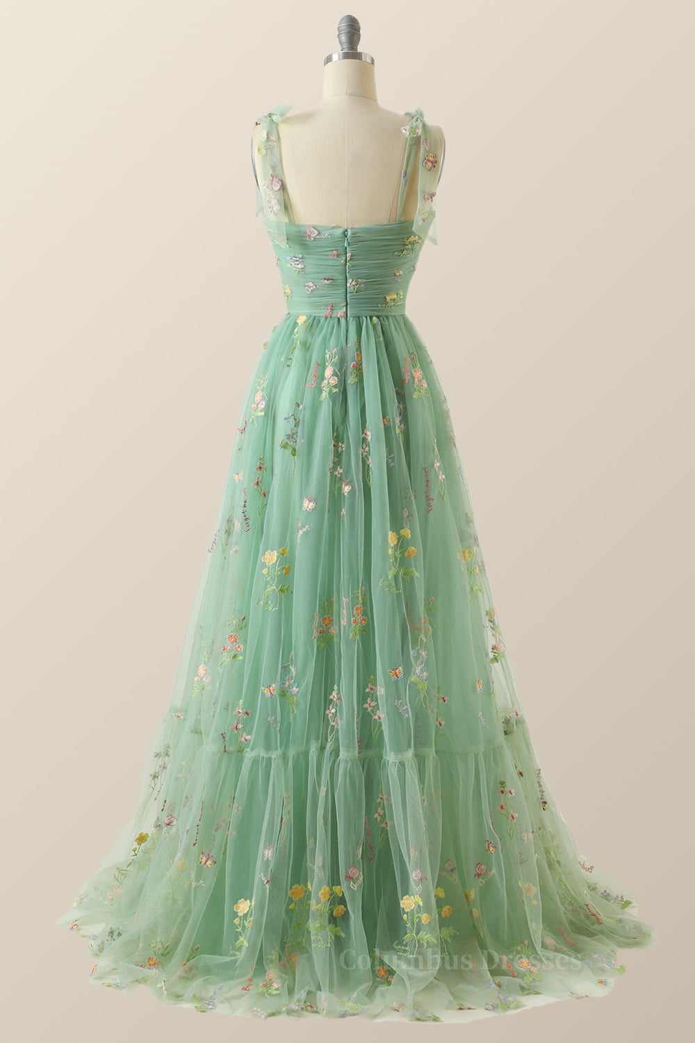 Prom Dress Affordable, Champagne A-line Embroidered Long Formal Gown