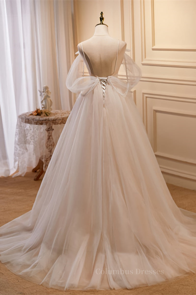 Champagne Off-the-Shoulder Beaded Bows Ruffle Long Prom Dress Secondary image