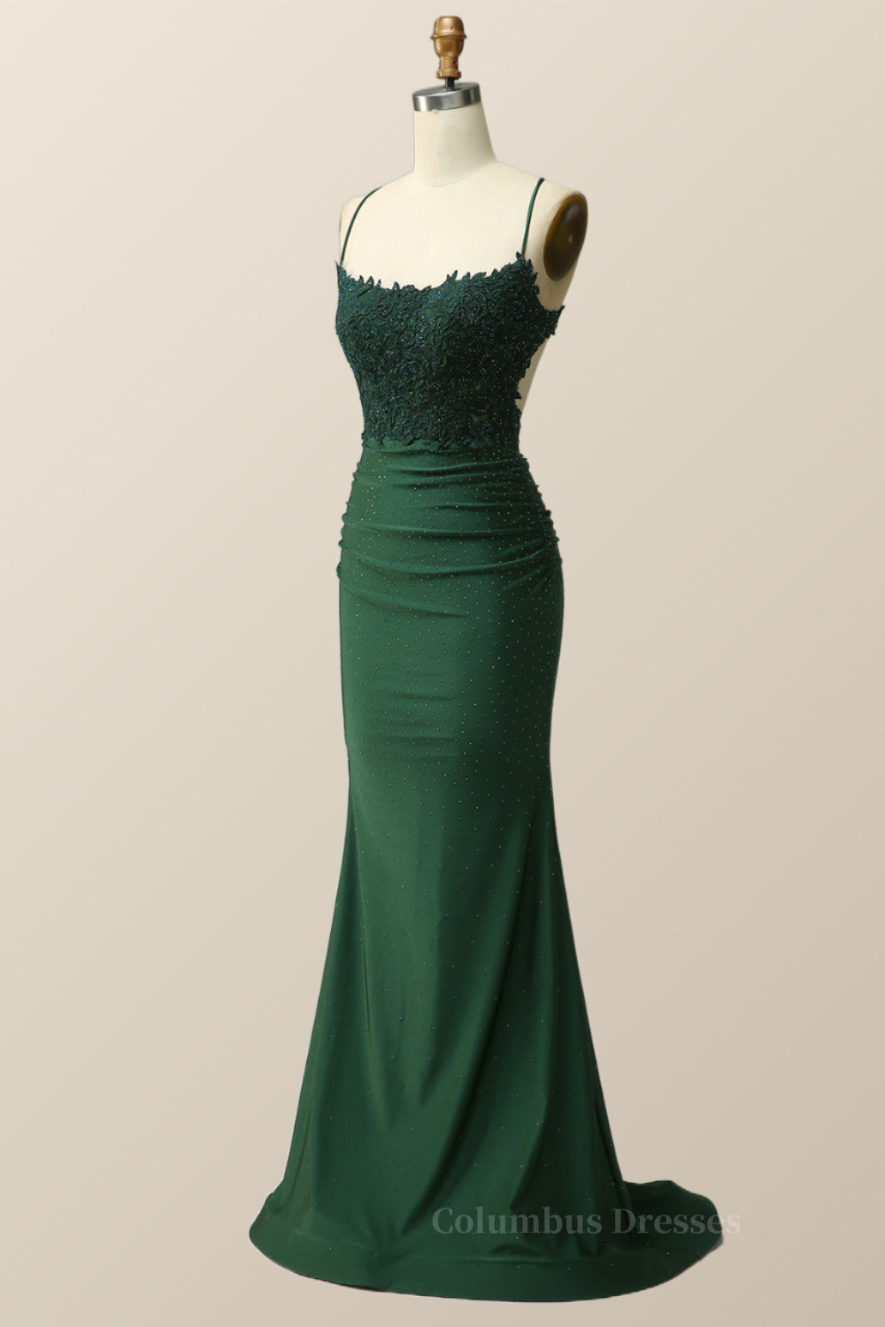 Dark Green Mermaid Appliques Long Formal Dress Secondary image
