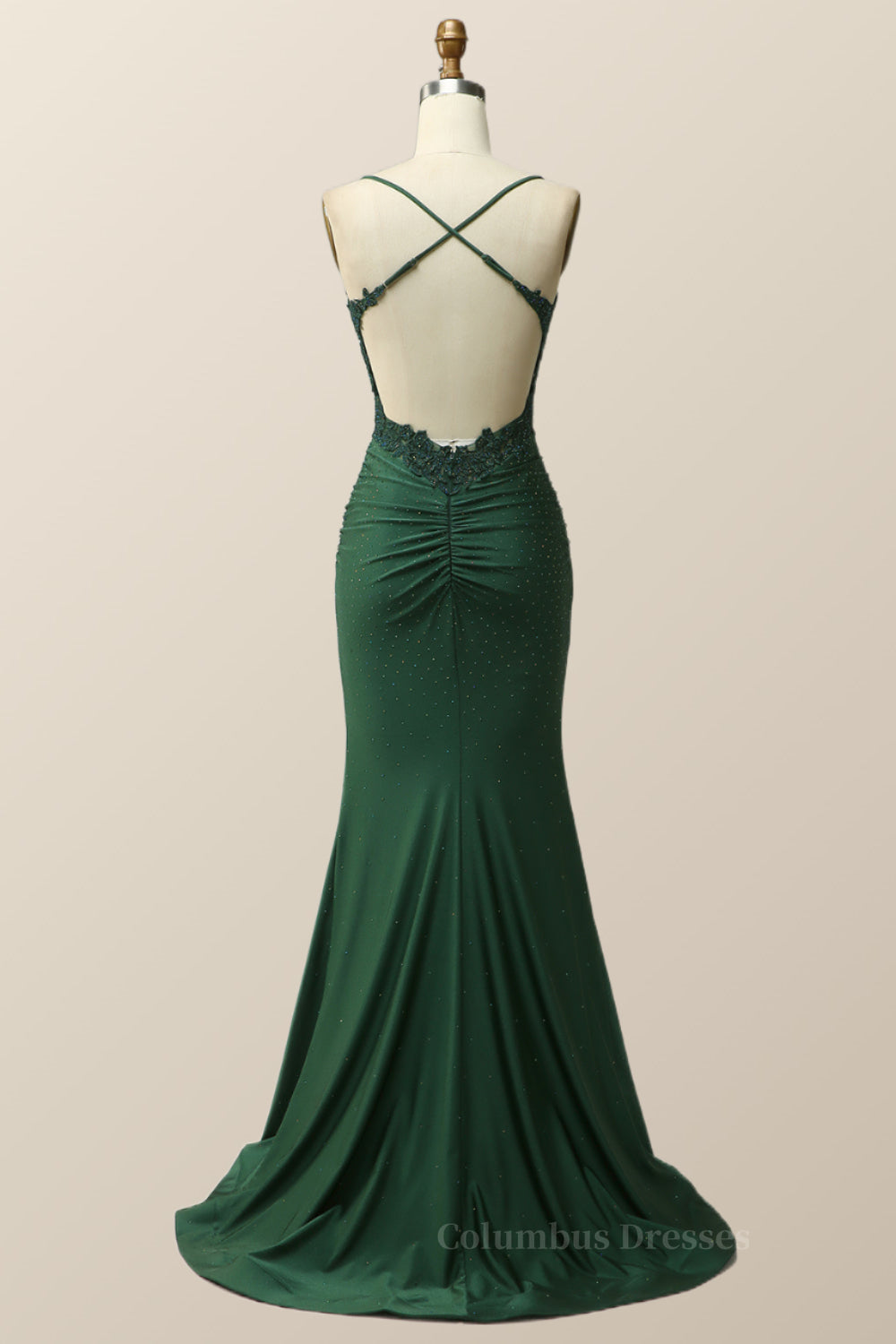 Formal Dress Short, Dark Green Mermaid Appliques Long Formal Dress Main image