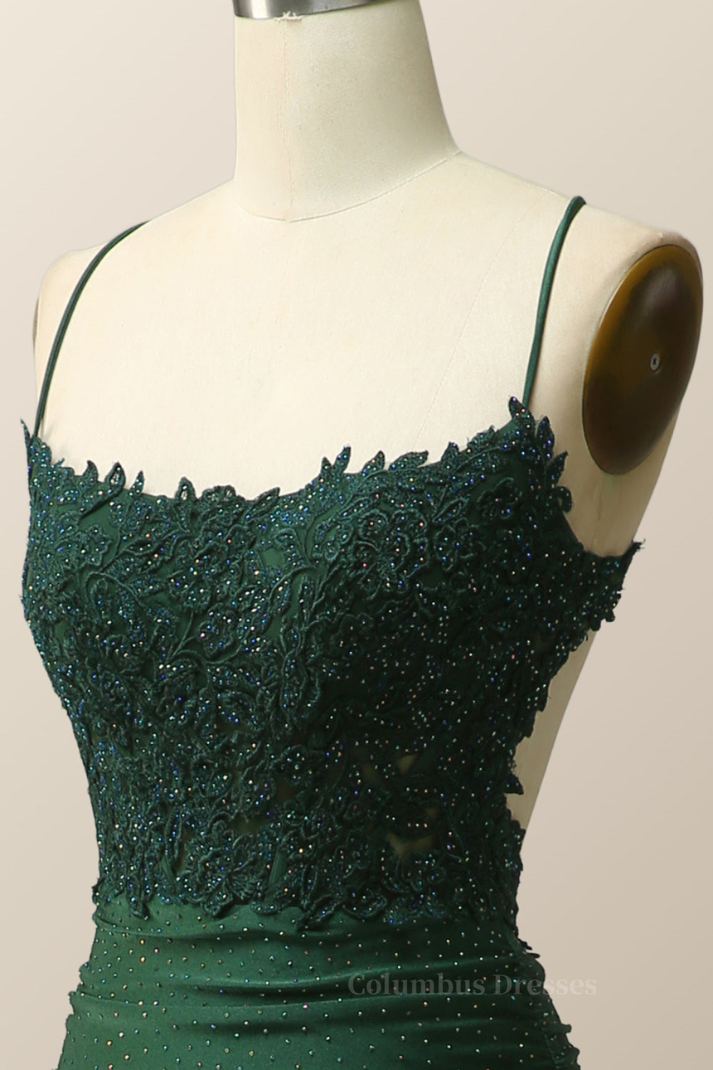 Formall Dresses Short, Dark Green Mermaid Appliques Long Formal Dress