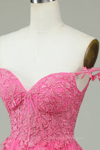 Party Dress Size 46, Dark Navy A-line Flower Straps Appliques Tulle Homecoming Dress