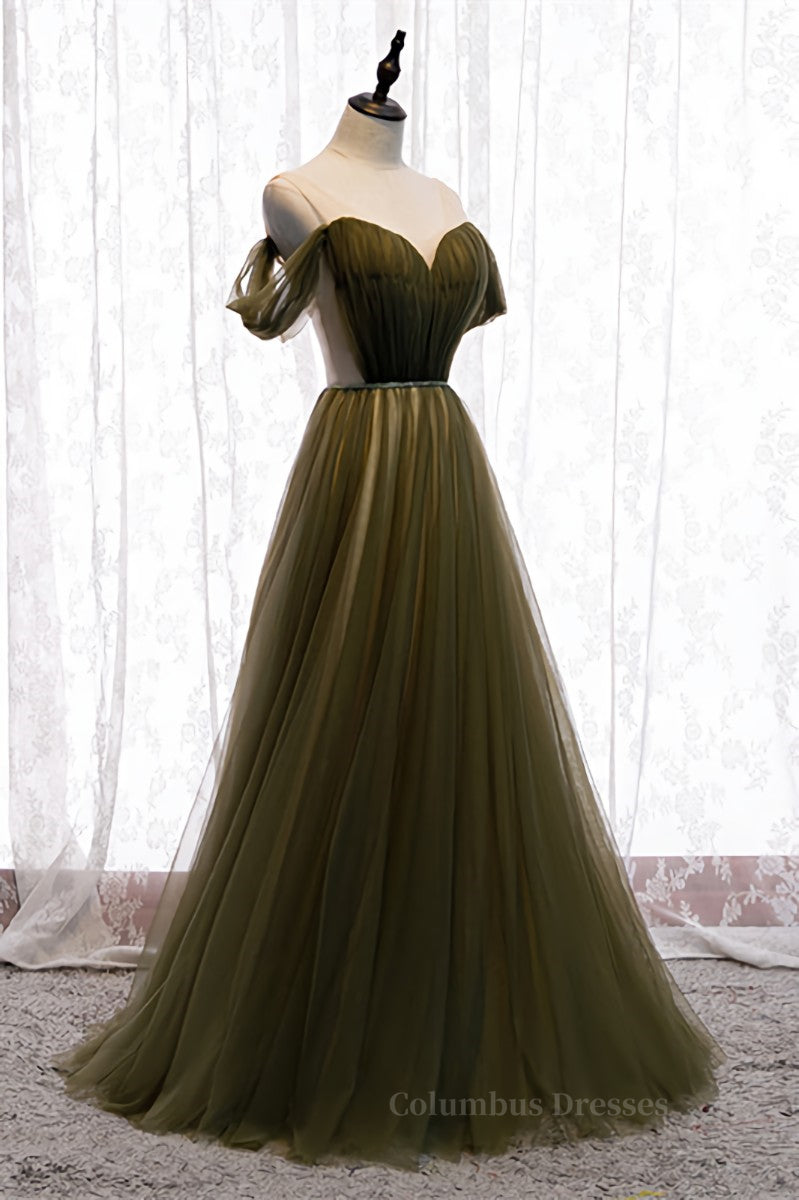 Dusty Green Off-the-Shoulder Pleated Maxi Formal Dress with Beaded Sash Secondary image