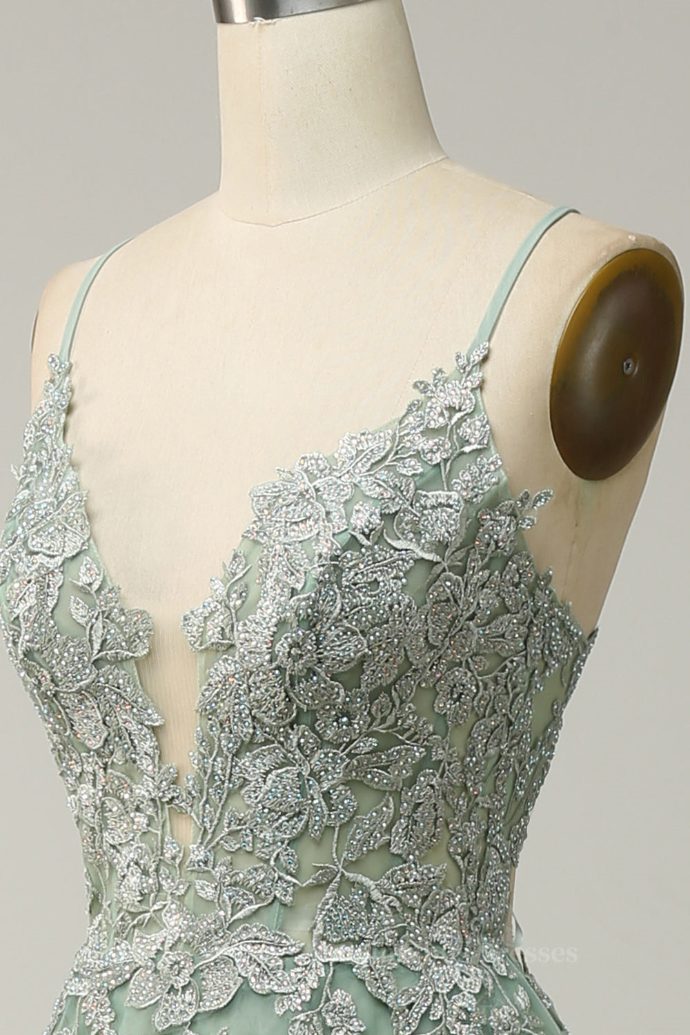 Bridesmaids Dresses Burgundy, Dusty Sage Plunging V Neck Appliques Lace-Up A-line Long Prom Dress