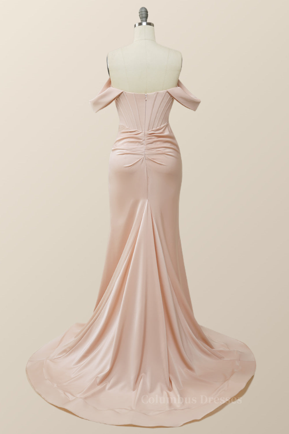 Summer Dress, Elegant Pink Off the Shoulder Mermaid Long Formal Gown Main image