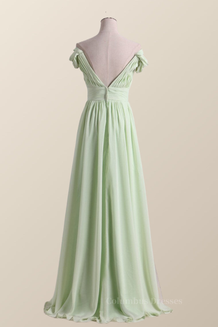Empire Sage Green Chiffon Pleated V Neck Bridesmaid Dress Secondary image
