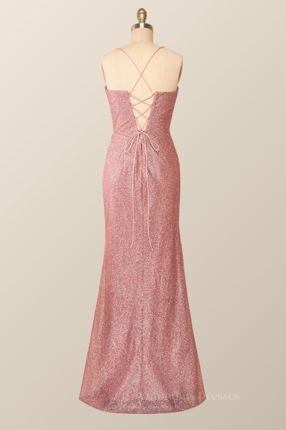 Party Dress Roman, Fitted Red Cowl Neck Long Party Dress with Slit