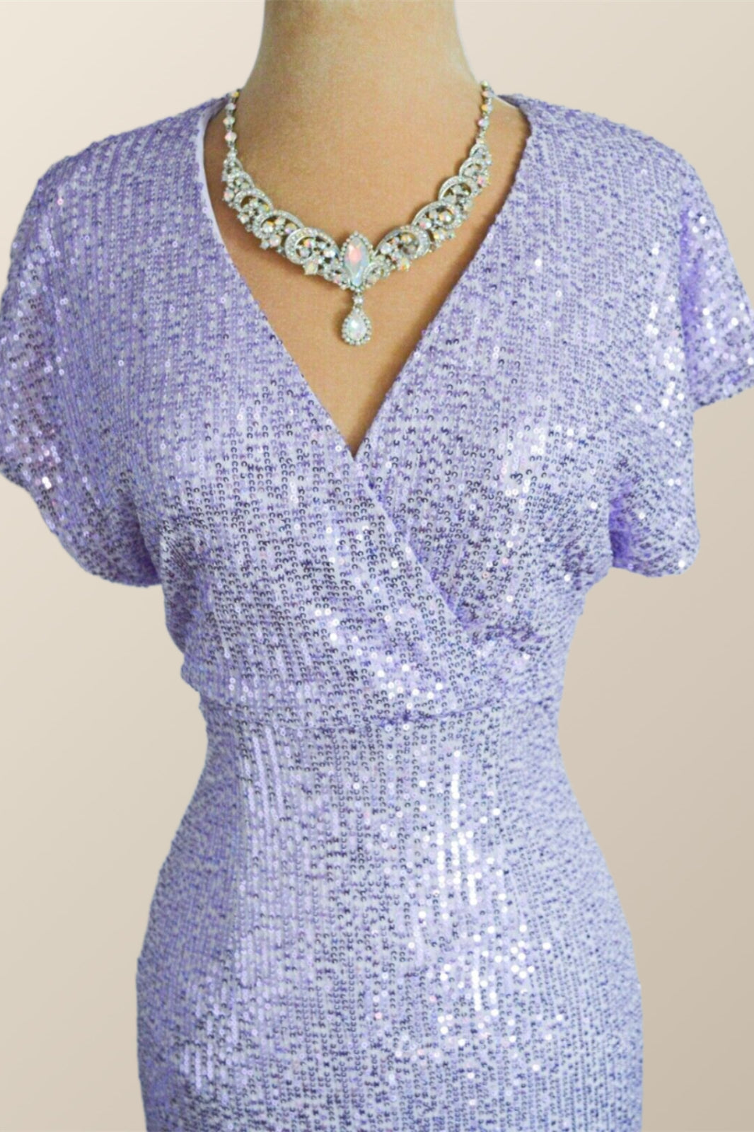 Party Dresses Summer, Flare Sleeves Lavender Sequin Mermaid Party Dress